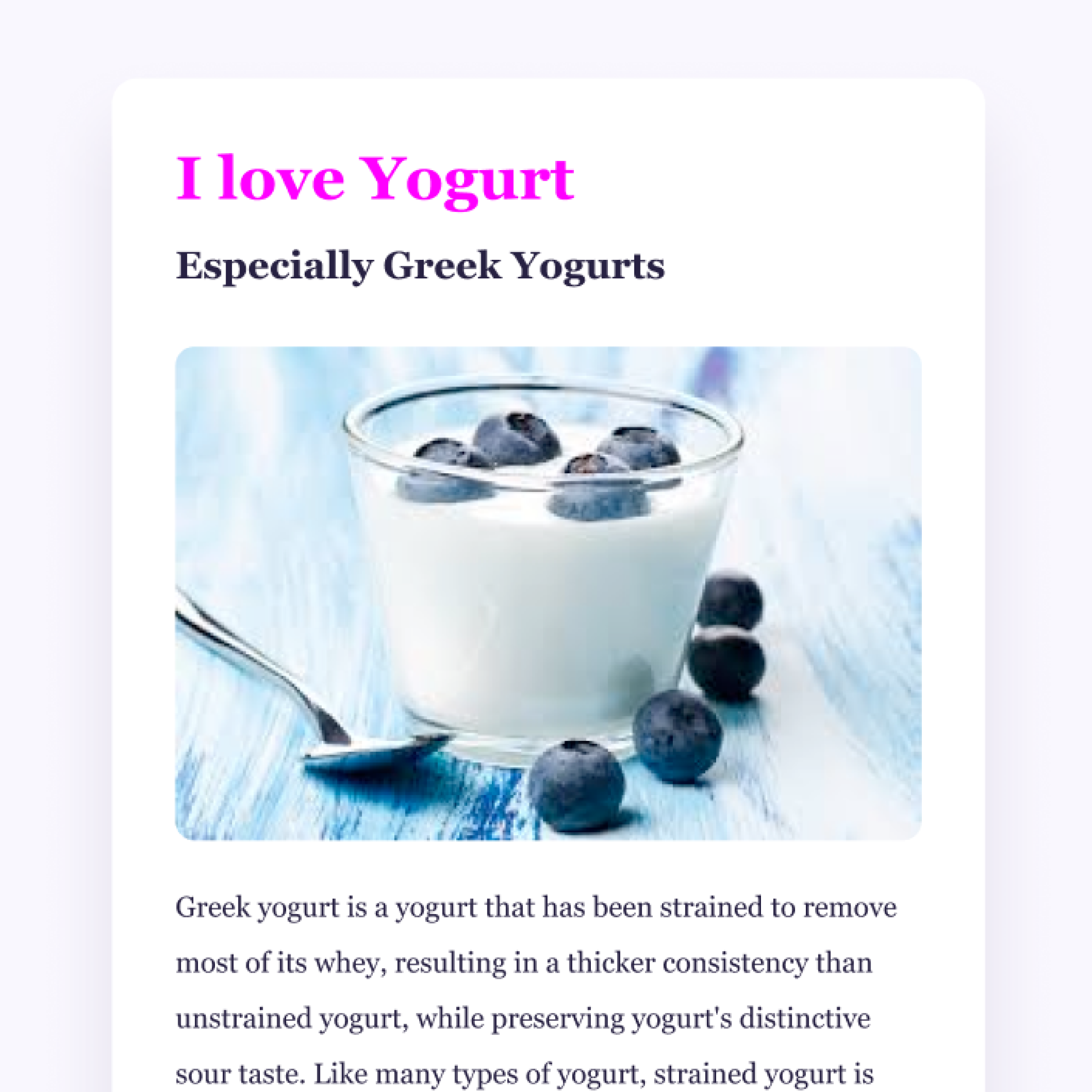 yoghurt Page preview